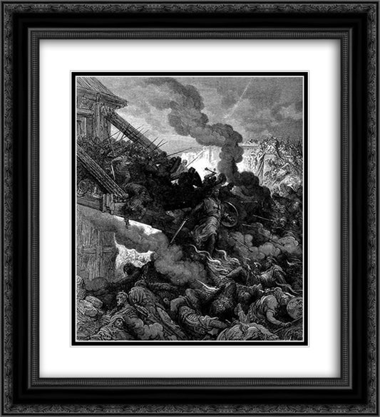Godfrey enters Jerusalem 20x22 Black Ornate Wood Framed Art Print Poster with Double Matting by Dore, Gustave