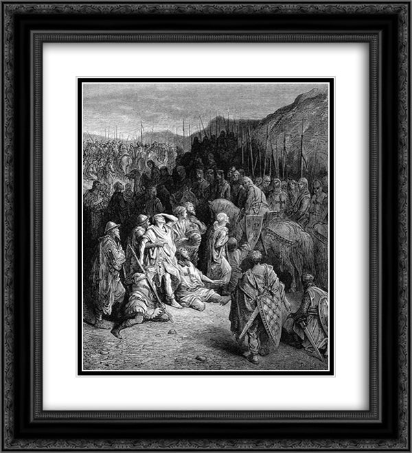 Godfrey Meets the Remains of the Army of Peter the Hermit 20x22 Black Ornate Wood Framed Art Print Poster with Double Matting by Dore, Gustave
