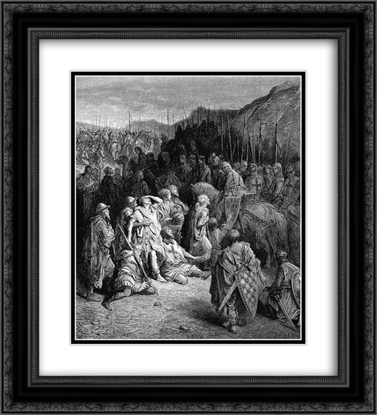 Godfrey Meets the Remains of the Army of Peter the Hermit 20x22 Black Ornate Wood Framed Art Print Poster with Double Matting by Dore, Gustave