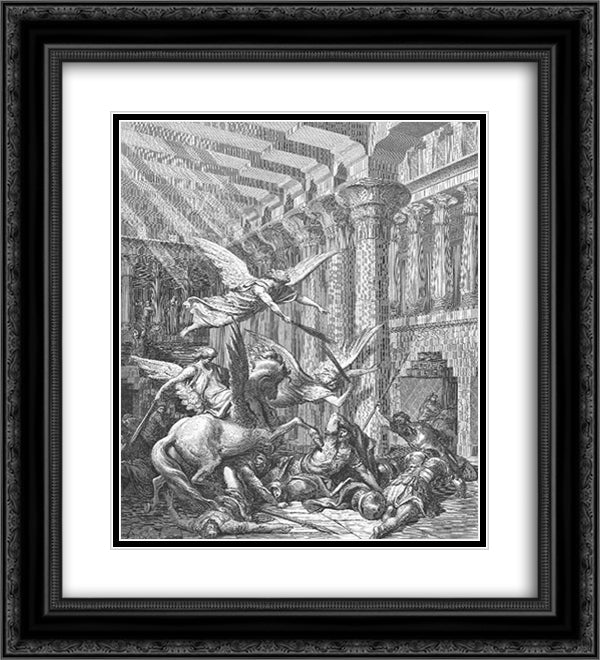 Heliodorus Is Cast Down 20x22 Black Ornate Wood Framed Art Print Poster with Double Matting by Dore, Gustave