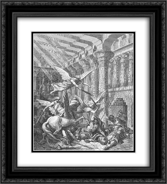 Heliodorus Is Cast Down 20x22 Black Ornate Wood Framed Art Print Poster with Double Matting by Dore, Gustave