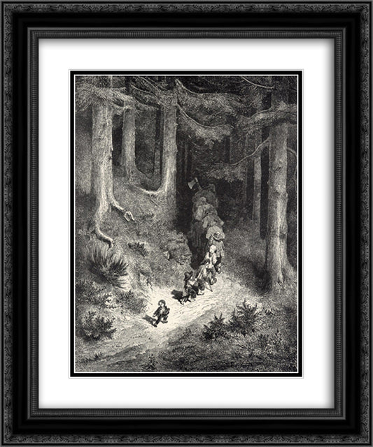 Hop-o'-My-Thumb 20x24 Black Ornate Wood Framed Art Print Poster with Double Matting by Dore, Gustave