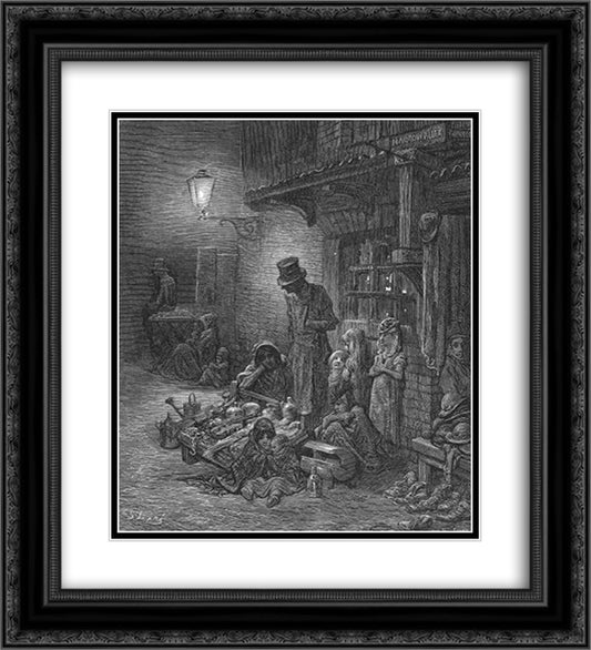 Houndsditch 20x22 Black Ornate Wood Framed Art Print Poster with Double Matting by Dore, Gustave