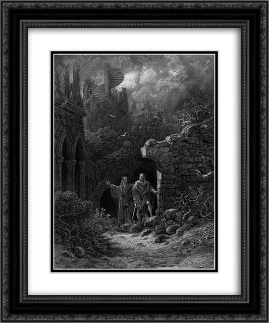 Idylls of the King 20x24 Black Ornate Wood Framed Art Print Poster with Double Matting by Dore, Gustave