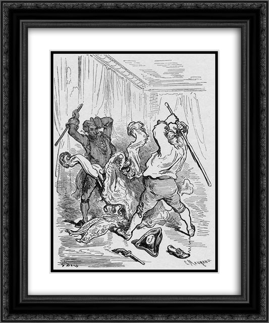 Illustration for Baron von Munchhausen 20x24 Black Ornate Wood Framed Art Print Poster with Double Matting by Dore, Gustave