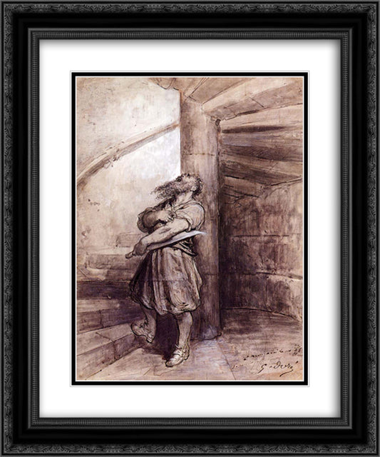 Illustration For Charles Perraults Bluebeard 20x24 Black Ornate Wood Framed Art Print Poster with Double Matting by Dore, Gustave