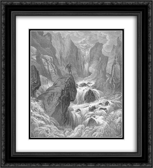 In with the river sunk, and with it rose Satan 20x22 Black Ornate Wood Framed Art Print Poster with Double Matting by Dore, Gustave