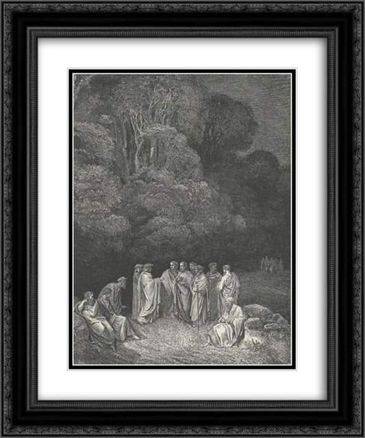 Inferno Canto 4 20x24 Black Ornate Wood Framed Art Print Poster with Double Matting by Dore, Gustave