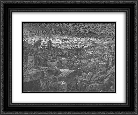 Isaiah's Vision of the Destruction of Babylon 24x20 Black Ornate Wood Framed Art Print Poster with Double Matting by Dore, Gustave