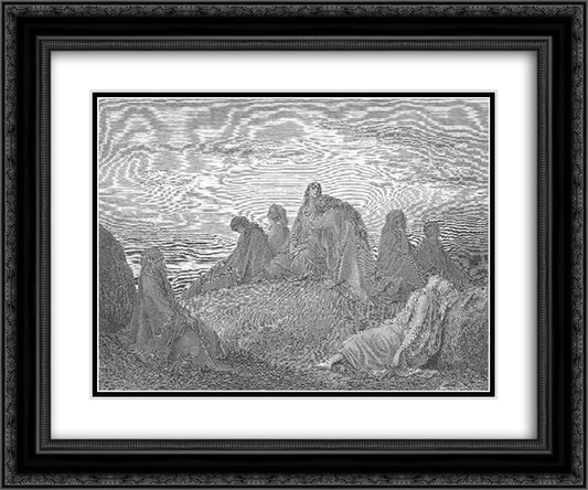 Israelite Women Mourn with Jephthah's Daughter 24x20 Black Ornate Wood Framed Art Print Poster with Double Matting by Dore, Gustave