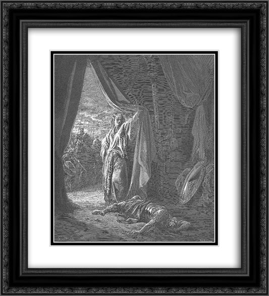 Jael Kills Sisera 20x22 Black Ornate Wood Framed Art Print Poster with Double Matting by Dore, Gustave
