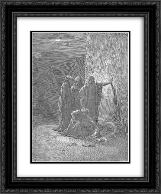 Jehu's Companions Find Jezebel's Remains 20x24 Black Ornate Wood Framed Art Print Poster with Double Matting by Dore, Gustave