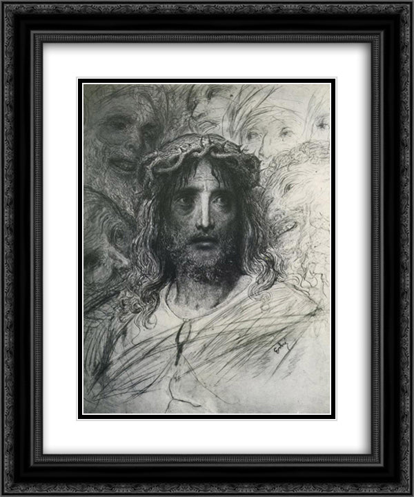 Jesus 20x24 Black Ornate Wood Framed Art Print Poster with Double Matting by Dore, Gustave