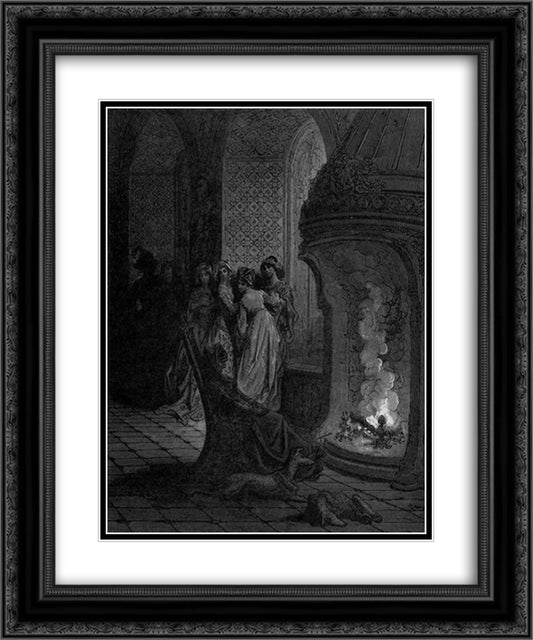 Orlando Furioso 20x24 Black Ornate Wood Framed Art Print Poster with Double Matting by Dore, Gustave