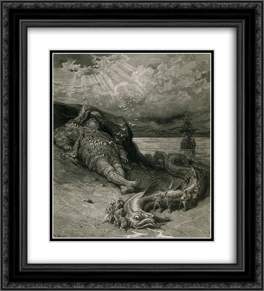 Pantagruel 20x22 Black Ornate Wood Framed Art Print Poster with Double Matting by Dore, Gustave