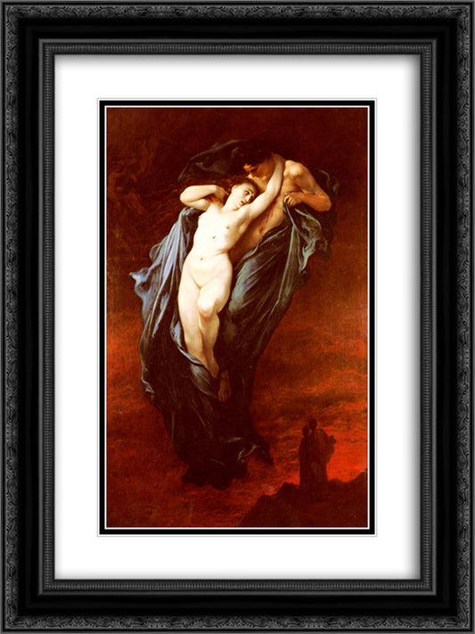 Paolo and Francesca da Rimini 18x24 Black Ornate Wood Framed Art Print Poster with Double Matting by Dore, Gustave