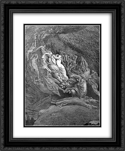 Paolo and Francesca II 20x24 Black Ornate Wood Framed Art Print Poster with Double Matting by Dore, Gustave