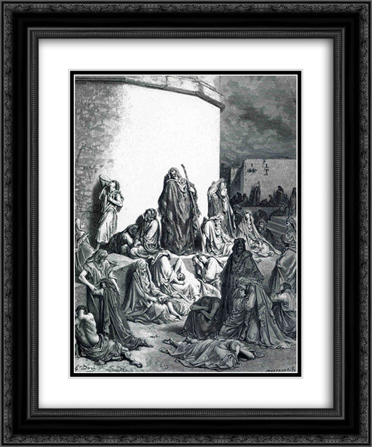 People Mourn over the Destruction of Jerusalem 20x24 Black Ornate Wood Framed Art Print Poster with Double Matting by Dore, Gustave