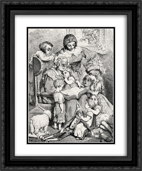 Perrault 20x24 Black Ornate Wood Framed Art Print Poster with Double Matting by Dore, Gustave