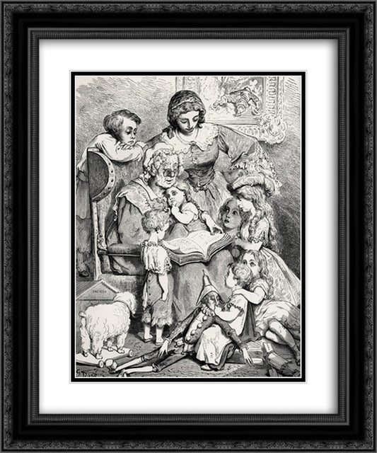Perrault 20x24 Black Ornate Wood Framed Art Print Poster with Double Matting by Dore, Gustave