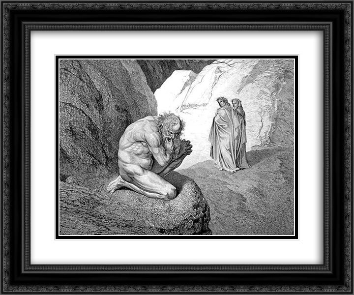 Pluto and Virgil 24x20 Black Ornate Wood Framed Art Print Poster with Double Matting by Dore, Gustave
