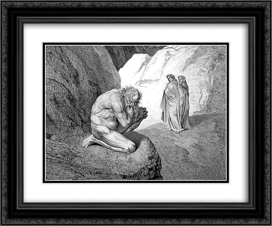Pluto and Virgil 24x20 Black Ornate Wood Framed Art Print Poster with Double Matting by Dore, Gustave
