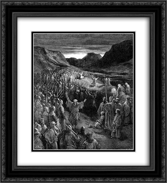Priests Exhorting the Crusaders 20x22 Black Ornate Wood Framed Art Print Poster with Double Matting by Dore, Gustave