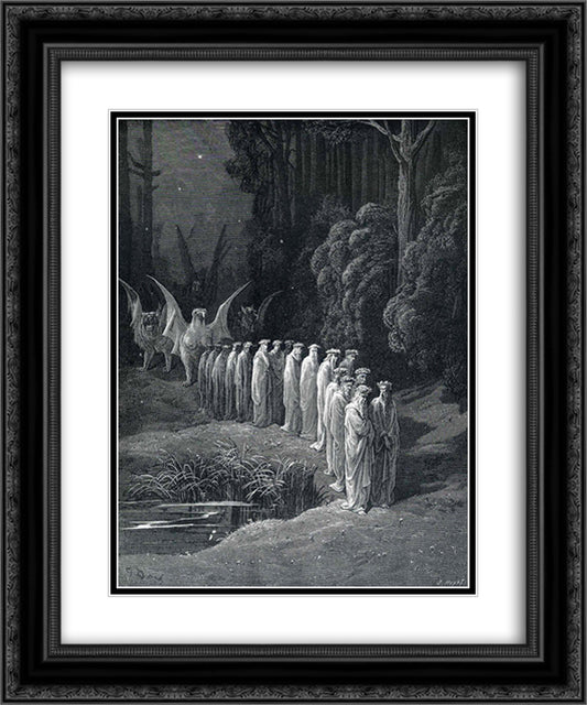 Purgatorio 20x24 Black Ornate Wood Framed Art Print Poster with Double Matting by Dore, Gustave