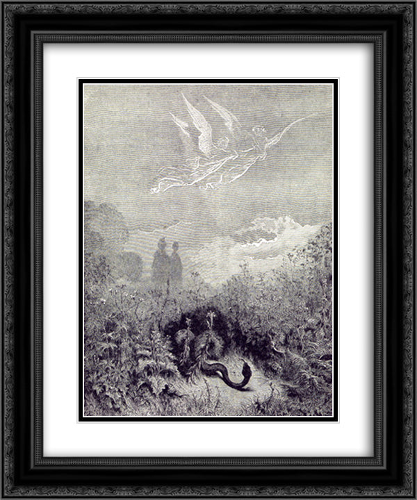Purgatorio Canto 8 20x24 Black Ornate Wood Framed Art Print Poster with Double Matting by Dore, Gustave