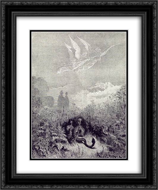 Purgatorio Canto 8 20x24 Black Ornate Wood Framed Art Print Poster with Double Matting by Dore, Gustave