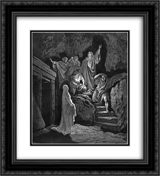 Resurrection Of Lazarus 20x22 Black Ornate Wood Framed Art Print Poster with Double Matting by Dore, Gustave