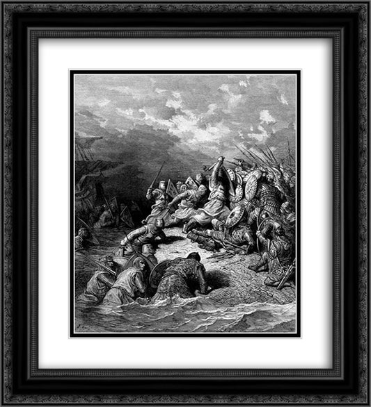 Richard I the Lionheart delivering Jaffa 20x22 Black Ornate Wood Framed Art Print Poster with Double Matting by Dore, Gustave