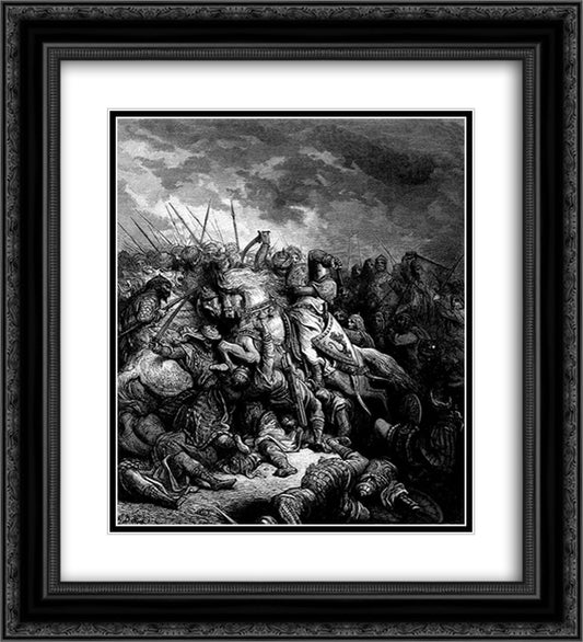 Richard I the Lionheart in battle at Arsuf in 1191 20x22 Black Ornate Wood Framed Art Print Poster with Double Matting by Dore, Gustave