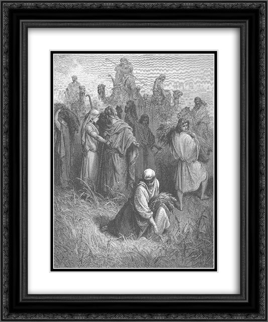 Ruth and Boaz 20x24 Black Ornate Wood Framed Art Print Poster with Double Matting by Dore, Gustave