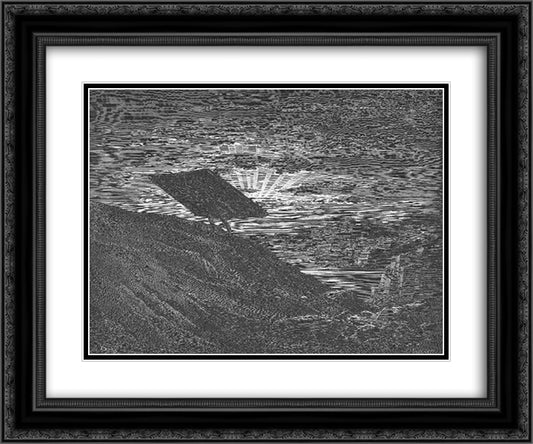 Samson Carries away the Gates of Gaza 24x20 Black Ornate Wood Framed Art Print Poster with Double Matting by Dore, Gustave