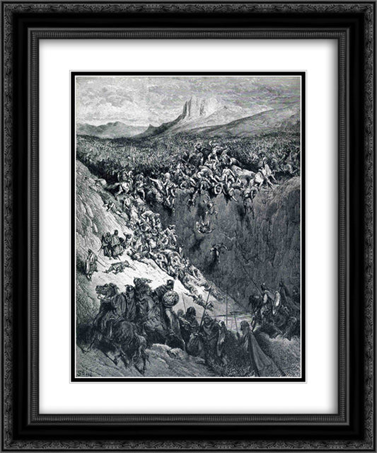 Samson Destroys the Philistines with an Ass' Jawbone 20x24 Black Ornate Wood Framed Art Print Poster with Double Matting by Dore, Gustave