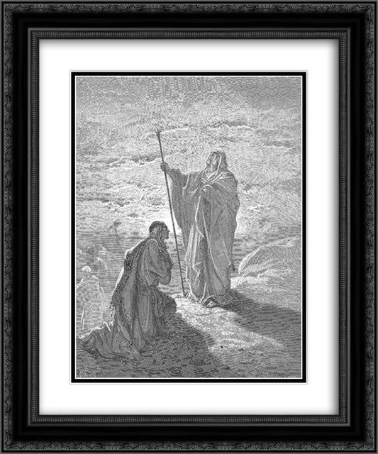Samuel Blesses Saul 20x24 Black Ornate Wood Framed Art Print Poster with Double Matting by Dore, Gustave