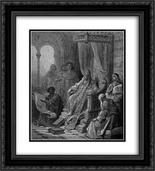 Sanuti Showing Maps of the East to Pope John XXII 20x22 Black Ornate Wood Framed Art Print Poster with Double Matting by Dore, Gustave