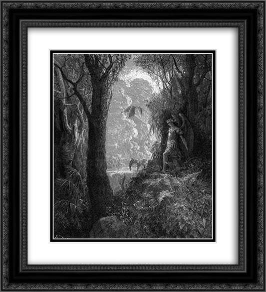 Satan in Paradise 20x22 Black Ornate Wood Framed Art Print Poster with Double Matting by Dore, Gustave