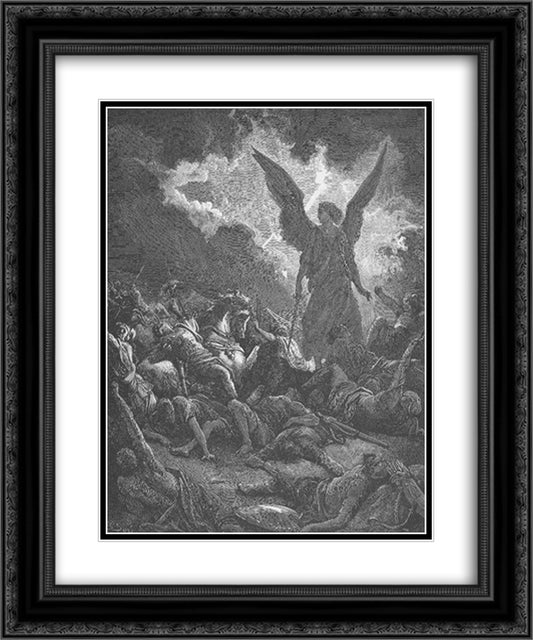 Sennacherib's Army Is Destroyed 20x24 Black Ornate Wood Framed Art Print Poster with Double Matting by Dore, Gustave