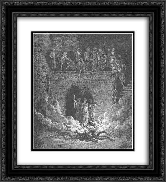 Shadrach, Meshach and Abednego in the Furnace 20x22 Black Ornate Wood Framed Art Print Poster with Double Matting by Dore, Gustave