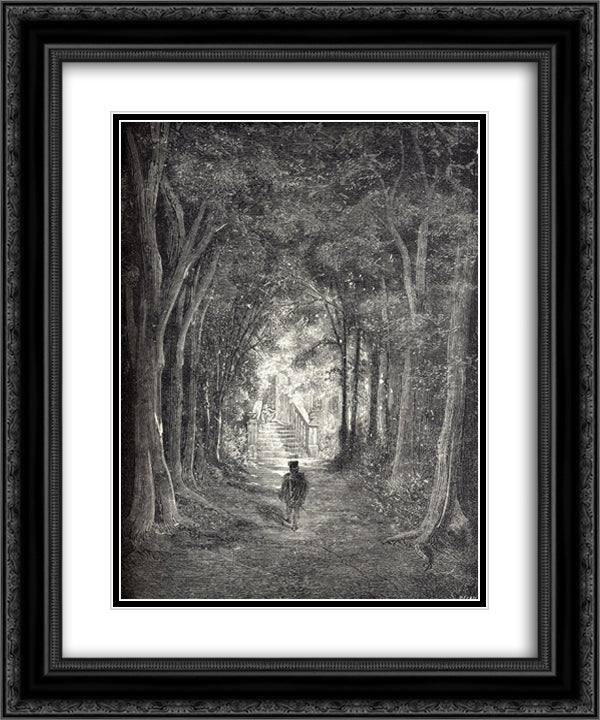 Sleeping Beauty 20x24 Black Ornate Wood Framed Art Print Poster with Double Matting by Dore, Gustave