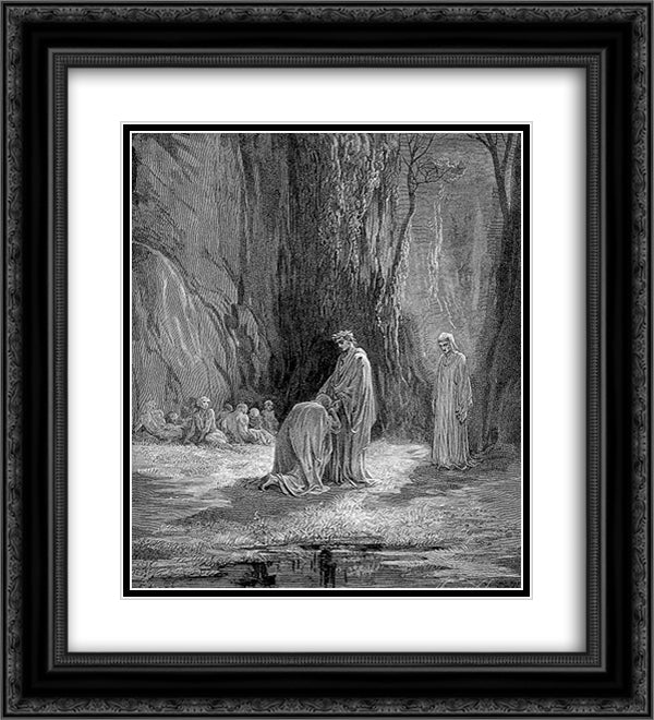 Sordello and Virgil 20x22 Black Ornate Wood Framed Art Print Poster with Double Matting by Dore, Gustave