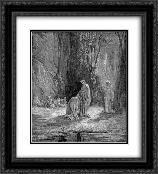 Sordello and Virgil 20x22 Black Ornate Wood Framed Art Print Poster with Double Matting by Dore, Gustave