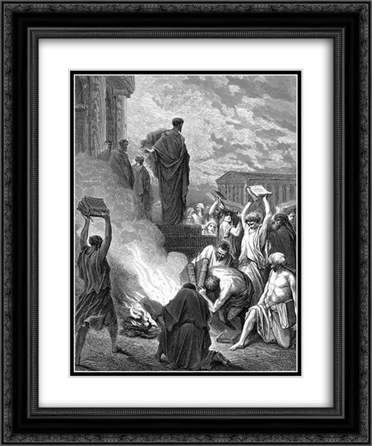 St.PaulAtEphesus 20x24 Black Ornate Wood Framed Art Print Poster with Double Matting by Dore, Gustave