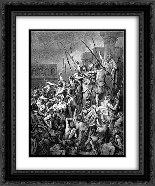 St.PaulRescuedFromTheMultitude 20x24 Black Ornate Wood Framed Art Print Poster with Double Matting by Dore, Gustave