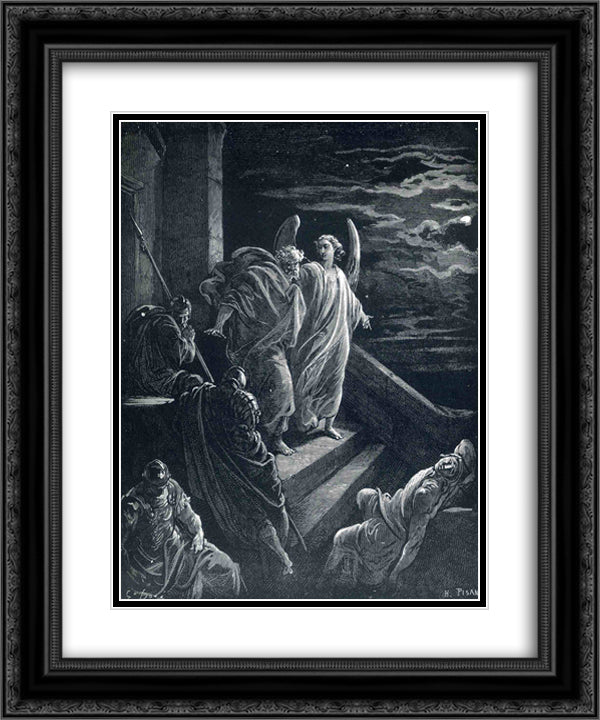 St.Peter Delivered From Prison 20x24 Black Ornate Wood Framed Art Print Poster with Double Matting by Dore, Gustave