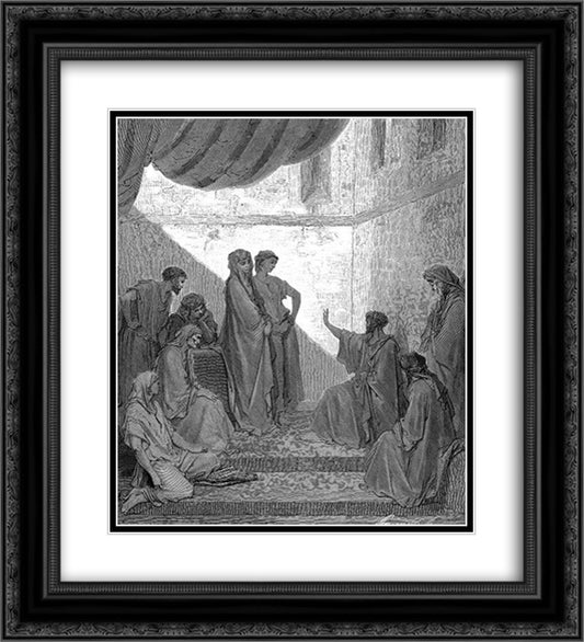 St.Peter In The House Of Cornelius 20x22 Black Ornate Wood Framed Art Print Poster with Double Matting by Dore, Gustave
