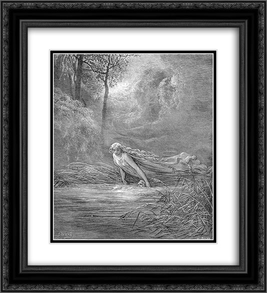 Submersion in Lethe 20x22 Black Ornate Wood Framed Art Print Poster with Double Matting by Dore, Gustave