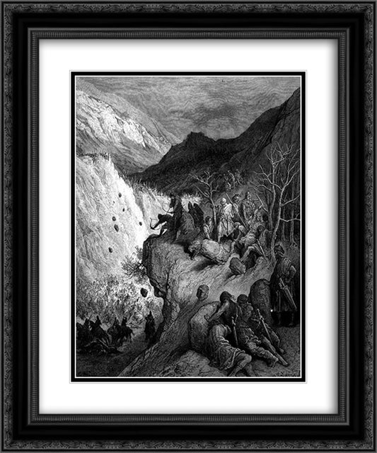 Surprised by the Turks 20x24 Black Ornate Wood Framed Art Print Poster with Double Matting by Dore, Gustave